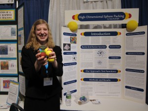 Kate Randolph and her sphere packing project at the Nat'l Academy of Sciences, March 14